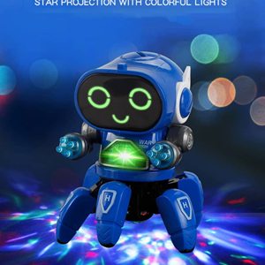 ربات کنترلی شش پا موزیکال و رقصنده آبی Dancing ROBOT on remote control RC music light blue -اسباب بازی